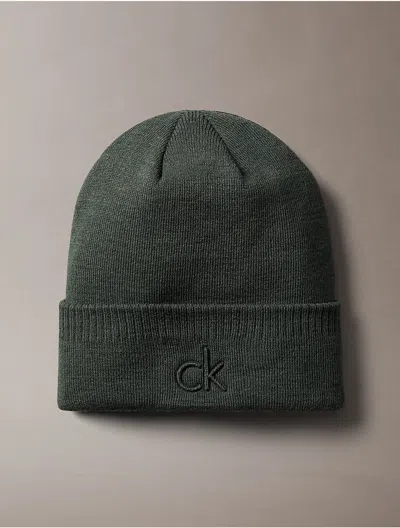 Calvin Klein Men's Embossed Logo Beanie In Green