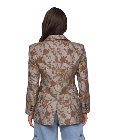 Avec Les Filles Women's Long Sleeves Plaid Floral Blazer In Brown