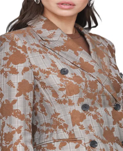 Avec Les Filles Women's Long Sleeves Plaid Floral Blazer In Brown