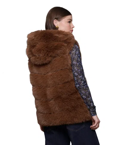 Avec Les Filles Women's Sleeveless Long Vest In Brown