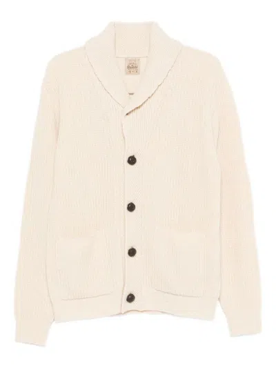 Rakki' Ivory Knit Cardigan With Shawl Collar In White
