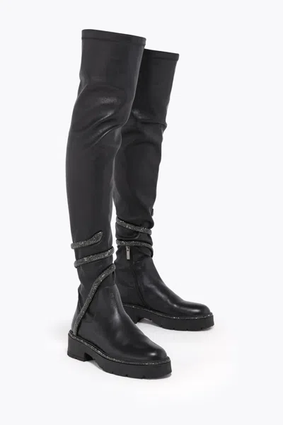 René Caovilla Cleo Black Cuissard Boot 50 In Black