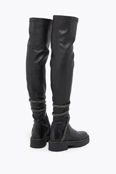 René Caovilla Cleo Black Cuissard Boot 50 In Black