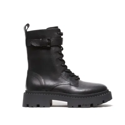 Ash Amphibious Boot Tied In Black Leather With Side Buckle In Multi