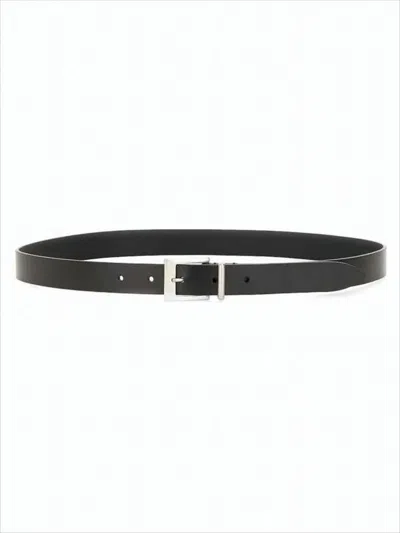 Isabel Marant Minimalist Black Leather Belt With Polished Buckle In Black