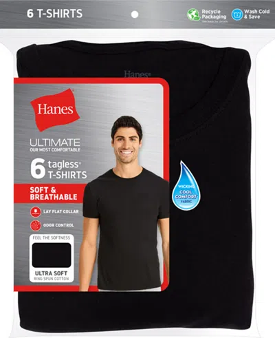 Hanes Men's 6-pack Ultimate Crewneck Undershirts In Black