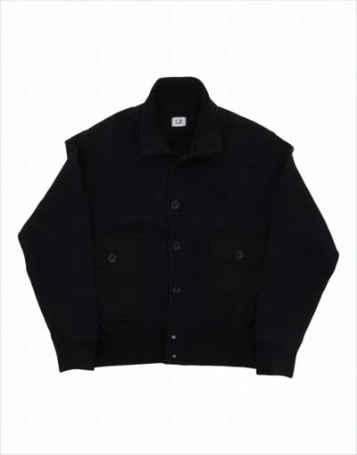 C.p. Company Black Cotton Jacket With Button-up Front In Black