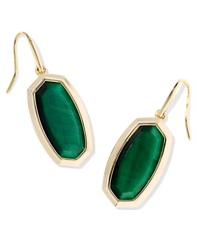 Kendra Scott Imitation Pearl 14k Gold Plated Over Brass Dani Bezel Drop Earrings In Green