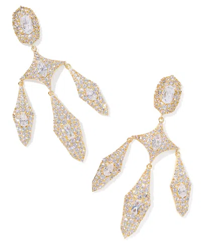 Kendra Scott Cubic Zirconia 14k Gold Plated Over Brass Bella Statement Earrings In Gold
