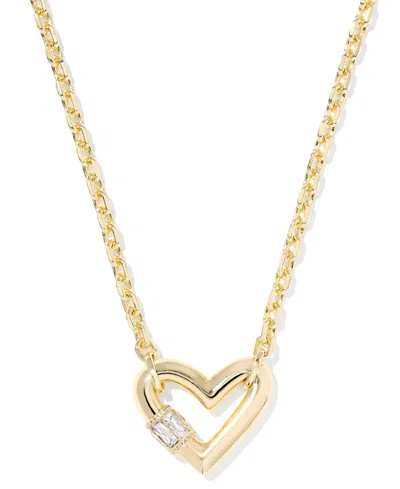 Kendra Scott Cubic Zirconia 14k Gold Plated Over Brass Emery Heart Pendant Necklace In Gold