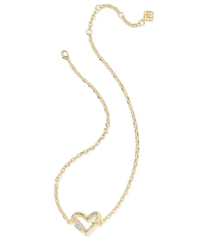 Kendra Scott Cubic Zirconia 14k Gold Plated Over Brass Emery Heart Pendant Necklace In Gold