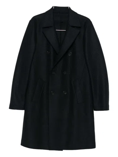 Harris Wharf London Double-breasted Tailored Coat In Virgin Wool In Black