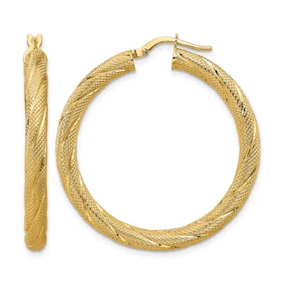 Diamond2deal 10k Yellow Gold Polished And Textured Round Hoop Earrings In Gold