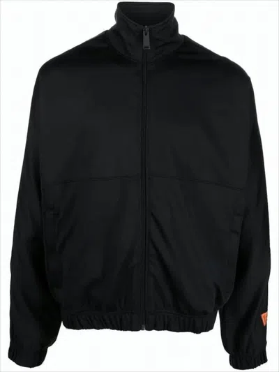 Heron Preston Boxy Black Jacket With High Collar And Zipper Closure In Black