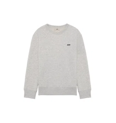 Autry Crew Neck Sweatshirt In Soft Gray Cotton In White