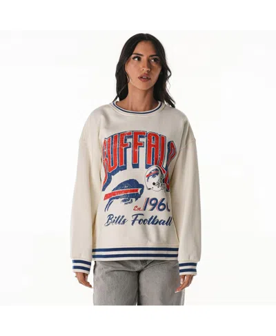 The Wild Collective Women's Cream Buffalo Bills Oversized Vintage French Terry Sweatshirt In White