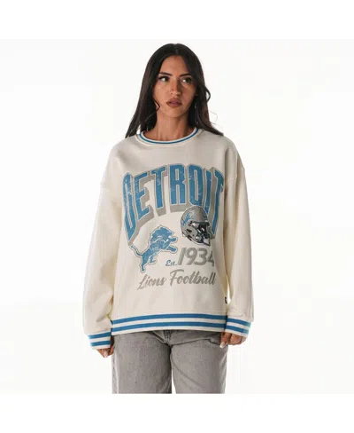 The Wild Collective Women's Cream Detroit Lions Oversized Vintage French Terry Sweatshirt In Multi