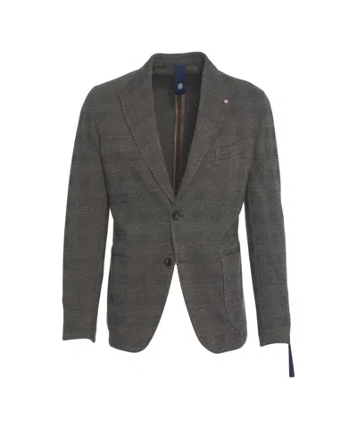 Bharnaba Textured Grey Blazer With Elegant Lapels And Dual Button Closure In Gray