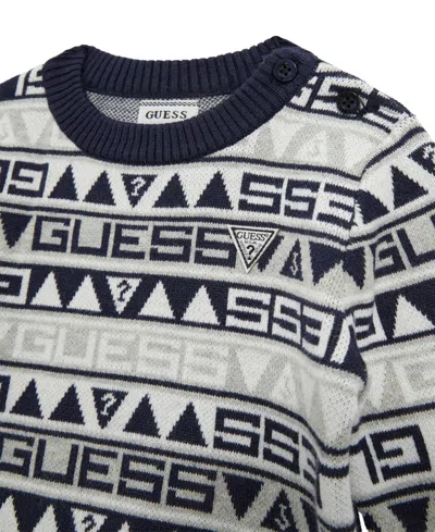 Guess Baby Boys 2-piece Long Sleeve Crew Neck Sweater And Pant Set In Multi
