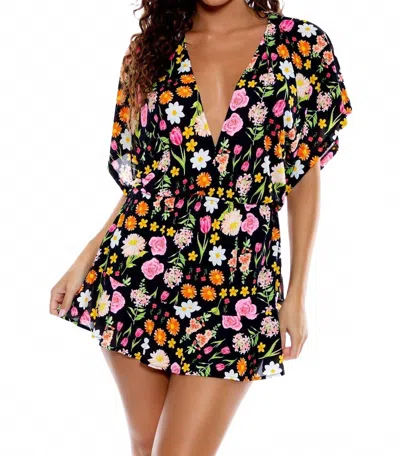 Luli Fama Luli's Secret Garden Playera V-neck Ruffle Mini Dress In Multicolor In Multi