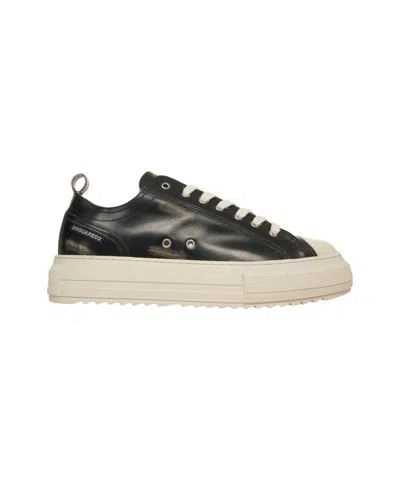 Dsquared2 Round-toe Low-top Sneakers In Black