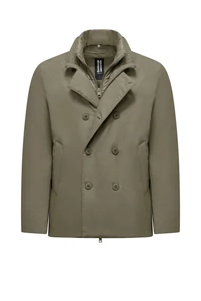 Bomboogie Double-breasted Jacket With Detachable Bib In Gray