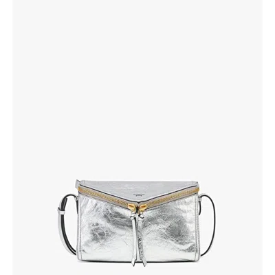 Mcm Diamant 3d Shoulder Bag In Metallic Calf Leather In Silver