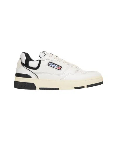 Autry White Low Top Sneakers With Black Details And Logo Patch In Leather And Suede Man In Multi