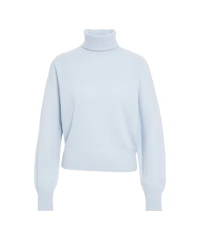 Mvm Turtleneck Cashmere Sweater With Ribbed Detailing In White