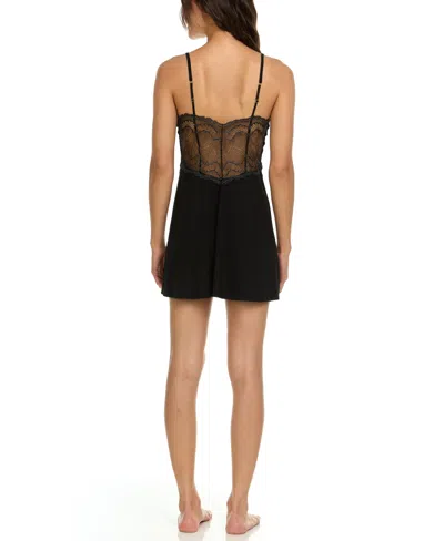 Flora By Flora Nikrooz Women's Monique Lace-trim Chemise In Black