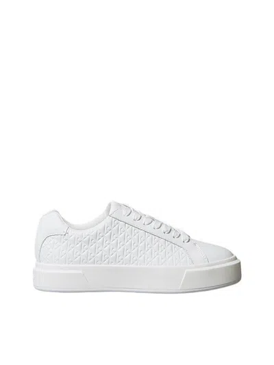 Calvin Klein Low-top Sneakers With Embossed Geometric Pattern In White