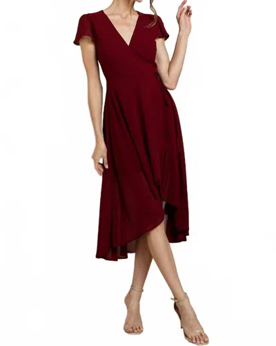 Soieblu Short Sleeve Midi Wrap Dress In Cabernet In Red