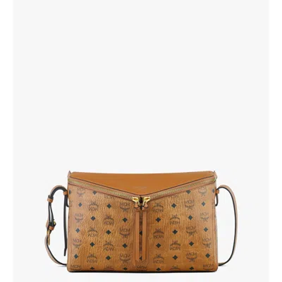 Mcm Diamant 3d Shoulder Bag In Visetos Leather Mix In Brown