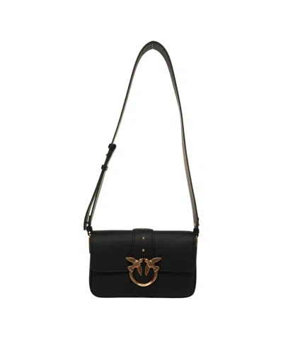 Pinko Mini Love Bag Slouchy Shoulder Bag In Leather With Two Straps In Black