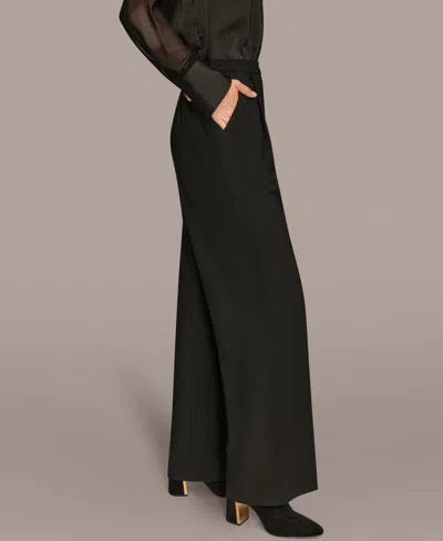 Donna Karan Women's Pleat Wide Leg Pull-on Pants In Black