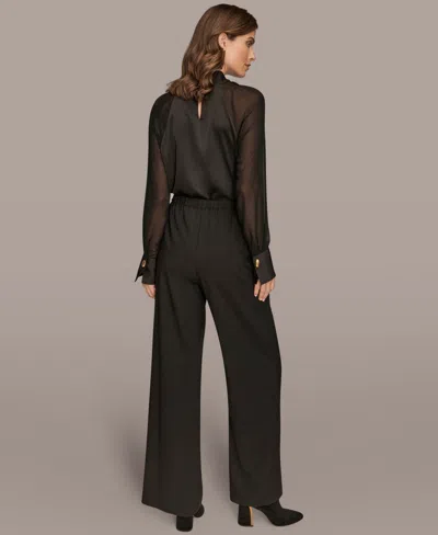 Donna Karan Women's Pleat Wide Leg Pull-on Pants In Black