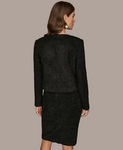 Donna Karan Women's Novelty Button Front Cropped Jacket In Black