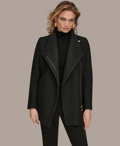 Donna Karan Women's Wing Collar Belted Coat In Black