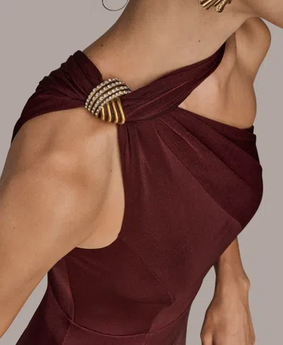 Donna Karan Women's One Shoulder Sleeveless Dress In Burgundy
