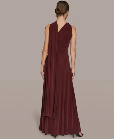 Donna Karan Women's One Shoulder Sleeveless Dress In Burgundy