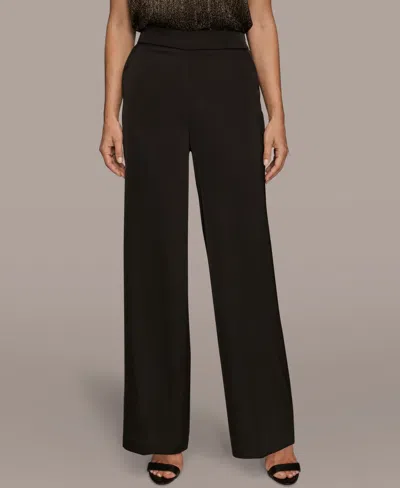 Donna Karan Women's Charmeuse High Rise Wide Leg Pants In Black