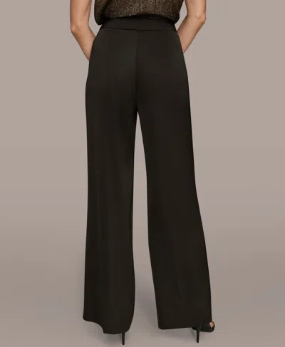 Donna Karan Women's Charmeuse High Rise Wide Leg Pants In Black