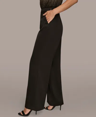 Donna Karan Women's Charmeuse High Rise Wide Leg Pants In Black