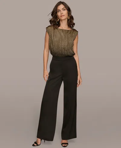 Donna Karan Women's Charmeuse High Rise Wide Leg Pants In Black