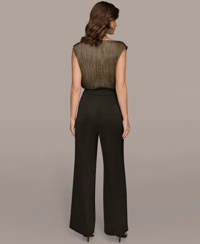 Donna Karan Women's Charmeuse High Rise Wide Leg Pants In Black