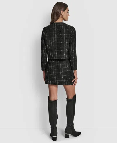 Dkny Jeans Women's Cropped Front Pockets Long Sleeves Jacket In Black