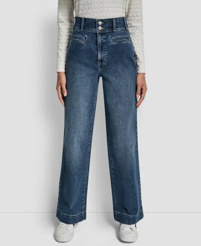 Dkny Jeans Women's High Rise Double Button Jeans In Blue