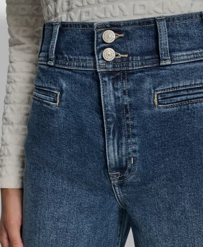 Dkny Jeans Women's High Rise Double Button Jeans In Blue