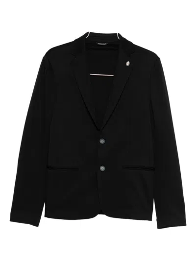 Daniele Alessandrini Tailored Black Blazer With Two-button Closure In Black