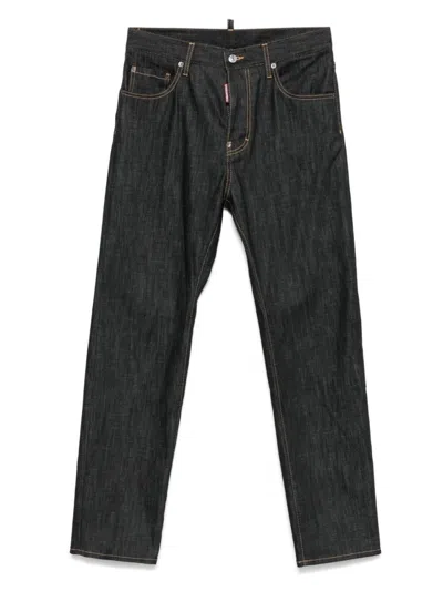 Dsquared2 Straight-leg Denim Jeans With Cotton-elastane Blend In Black
